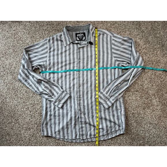 RIP CURL Button Down Long sleeve Shirt, Blue, size, Large, Cotton Blend, striped - Picture 3 of 8